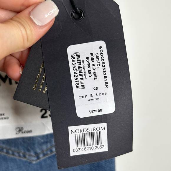 NWT Rag & Bone Rosa Mid - Rise Boyfriend Jean in Bristol 23 - Picture 11 of 16